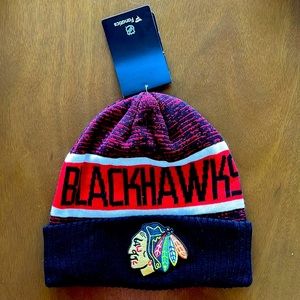 Blackhawks hockey beanie, fleece lined. New with tags.